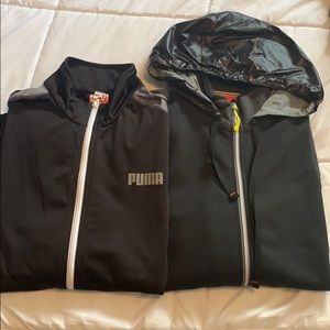 Puma men’s zip up jackets one large and medium